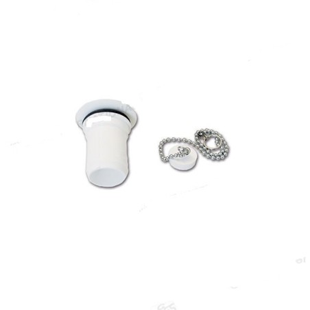 Bonde droite 50 mm - Trou évier 30 mm - PG 32 mm - avec bouchon et chaîne
