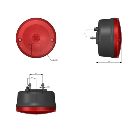 Luz roja Ø 140x85 - posición de parada