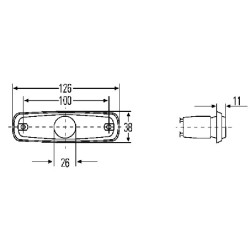 HELLA - Horizontal - vertical recessed orange side-marker light