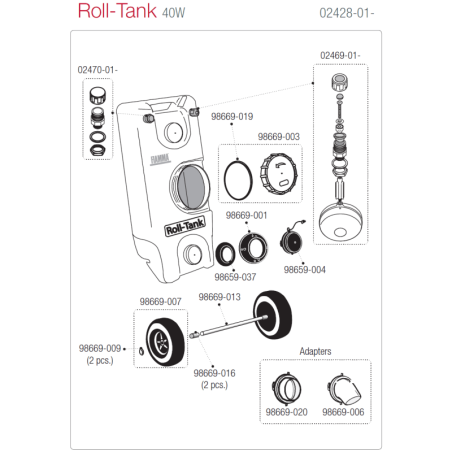 Kit raccordo curvo 45° (G) per ROLL TANK 40 W FIAMMA