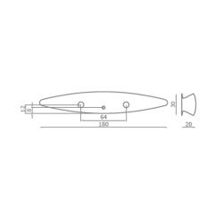 M1 type handle - TCOV413VA - 180 x 30 mm for 178x30 mm doors