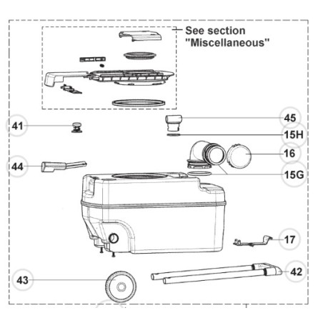 RENEW KIT SERBATOIO DI SCARICO A CASSETTA PER TOILETTE DOMETIC serie 3 e 4