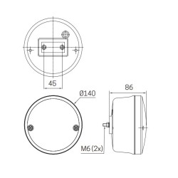 Red Ø 140x85 light - rear fog light