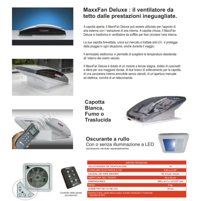 Airxcel Maxxfan Dome Ventilateur de toit / Ventilateur mural