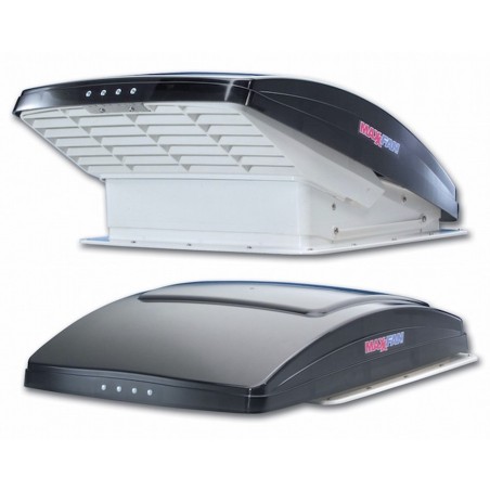 Bullauge / Belüftungssystem 12 V Airxcel Maxxfan Deluxe Elektrische Öffnung mit Fernbedienung 40 x 40 cm SCHWARZ