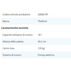 Toilette A Cassetta C223-S THETFORD (DOOR 3 NON INCLUSO) - 200867SP