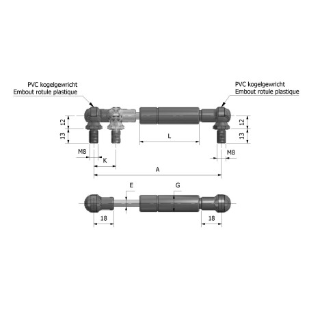 STABILUS MOLLA A GAS GAVONE 375,5x189,5xN150 - 5077DG  0150N
