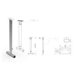 STASR 8 - LIPPERT Aluminium-T-BEIN 60x32 mm H650/750 verstellbar