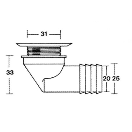 Piletta BAGNO 30 mm curva PG 25 mm completa