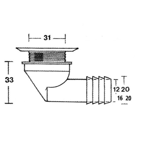 Desagüe BAÑO 30 mm curvo PG 20 mm completo