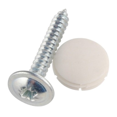 KIT 12 pièces. CACHE-VIS BLANC RAL9016 AVEC VIS POUR FENÊTRES SEITZ S3-S4 - BG1088