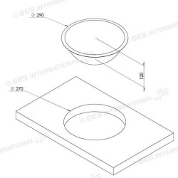 Évier inox hémisphérique Ø 260/295/120 mm