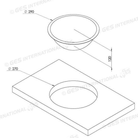 Lavello inox semisferico Ø 260/290/120 mm con piletta