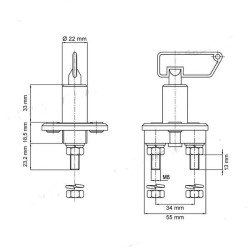 100 A battery switch with removable key