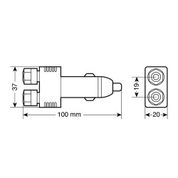 Cigarette lighter plug with 12/24V terminal connections