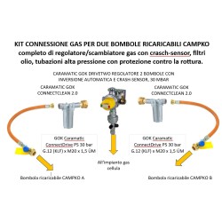 GOK - CARAMATIC DRIVE TWO VERTICAL SET - 45 CM GAS CONNECTION KIT FOR TWO REFILLABLE CYLINDERS CAMPKO - filters, AP pipes