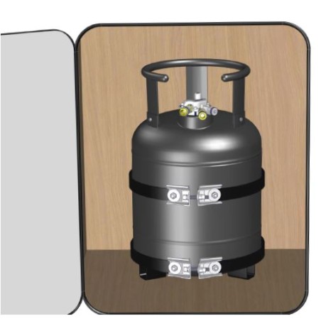 Soporte de pared para cilindro de gas Ø300 con tensores CAMPKO