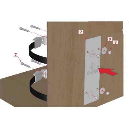 Soporte de pared para cilindro de gas Ø300 con tensores CAMPKO