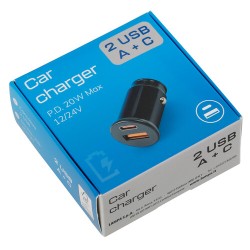 2-port USB charger plug (A+C) - PD 20W - 12/24V