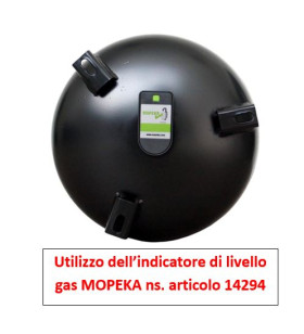 CAMPKO bombola gas 67R01 acciaio 15 L - 385mm multivalvola e manometro (DE) 80% valvola di arresto del riempimento