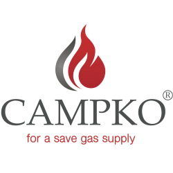 CAMPKO bombola gas 67R01 acciaio 15 L - 385mm multivalvola e manometro (DE) 80% valvola di arresto del riempimento