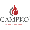 CAMPKO bombola gas 67R01 acciaio 15 L - 385mm multivalvola e manometro (DE) 80% valvola di arresto del riempimento