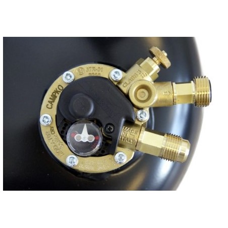 CAMPKO gas cylinder 67R01 steel 15 L - 385mm multivalve and pressure gauge (DE) 80% filling stop valve