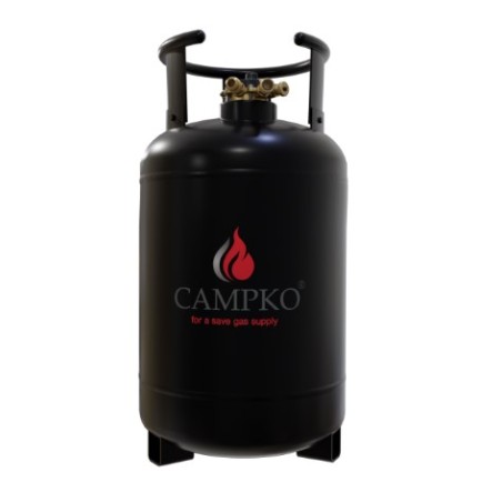 Bouteille de gaz CAMPKO 67R01 acier 30 L - 14 Kg multivalve et manomètre