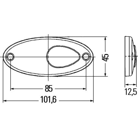 HELLA Umrissleuchte weiß 101,6 x 45 oval