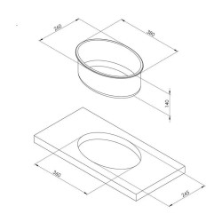 CAN LA1420 elliptical stainless steel sink with drain