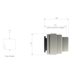 Terminal ciego JOHN GUEST de 3/8 pulgadas