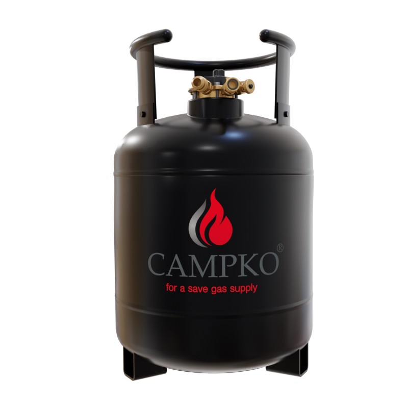 Bouteille de gaz CAMPKO 67R01 acier 22 L - 11 Kg GAZ multivalve et manomètre