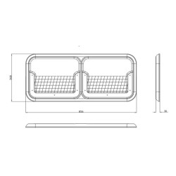 Graues ABS-Universalpanel mit Taschen 856x368