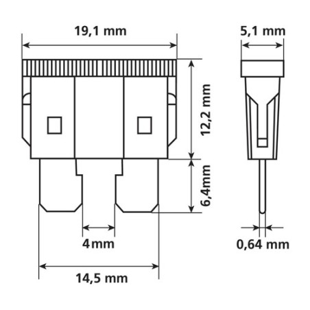 Kit 5 blade fuses 14.5 mm, 12/32Vdc - 20A