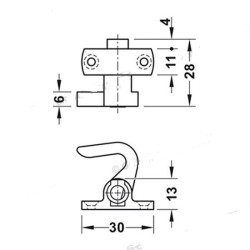 Gancho derecho marrón para puertas de varilla giratoria Push Lock