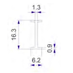 3 metri Binario a I flessibile e avvolgibile 16,3 x 6,2 x 1,3 mm