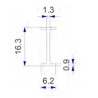 3 metri Binario a I flessibile e avvolgibile 16,3 x 6,2 x 1,3 mm