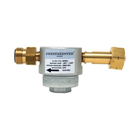 DREHMEISTER SMART Filter für Flüssiggasflaschen W21,8 x 1/14 LH - lange Ausführung