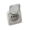 230V Socket With Cover 2P + T + Safety Grey Color