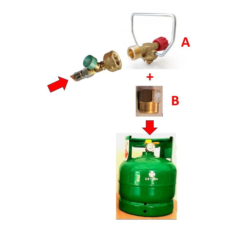 Kit de montaje para salida de 90 grados para bombona Camping Italia