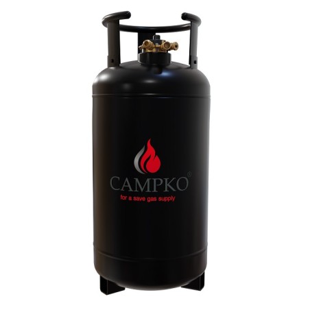 Bouteille de gaz CAMPKO 67R01 acier 36 L - multivalve et manomètre