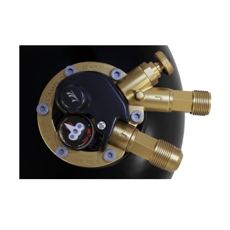 CAMPKO gas cylinder 67R01 steel 36 L - multivalve and pressure gauge