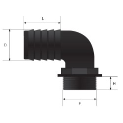 Komplett gebogener Anschluss Ø 13 mm 3/8''