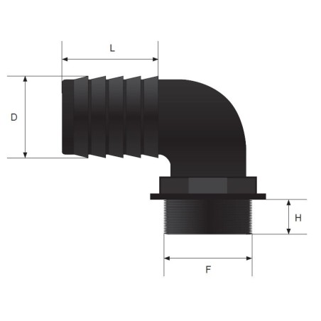 Complete curved connection Ø 13 mm 1/2''