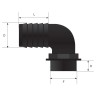 Complete curved hose connector Ø 15 mm - male 1/2''