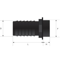 Complete straight male fitting Ø 20 mm 3/4''