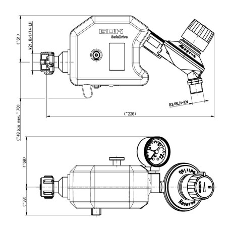 GOK Caramatic SafeDrive PLUS 30MBAR 1,5KG/H G.12 KLF x RVS10/8 SV - 7184312