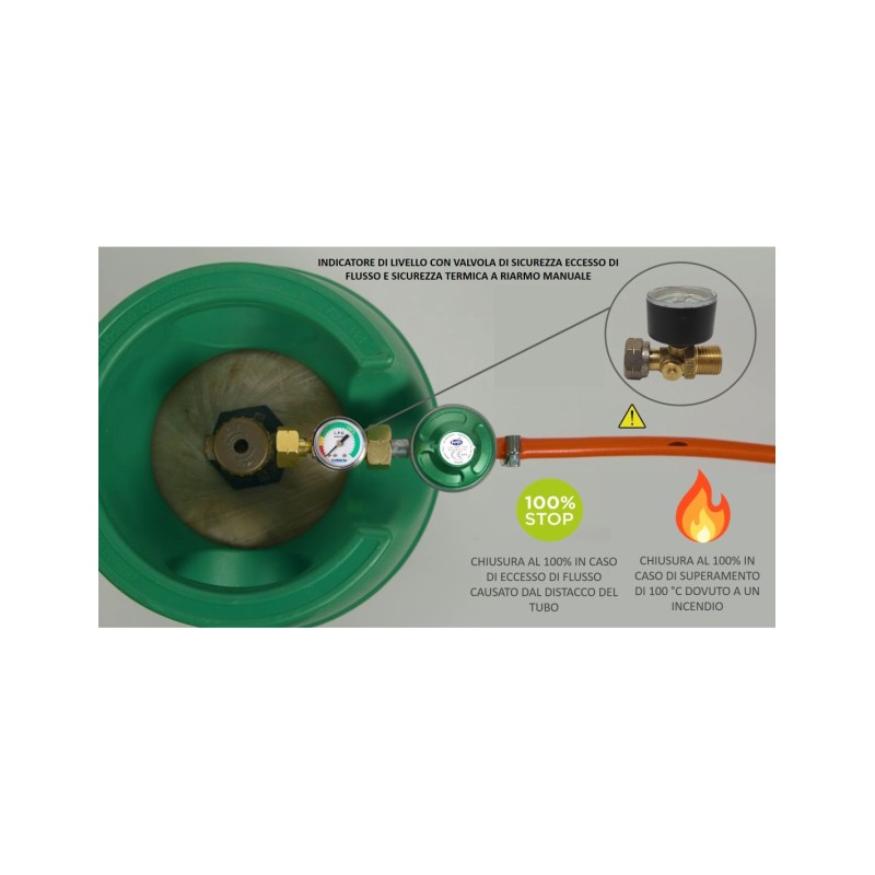 Level indicator for LPG cylinder with excess...