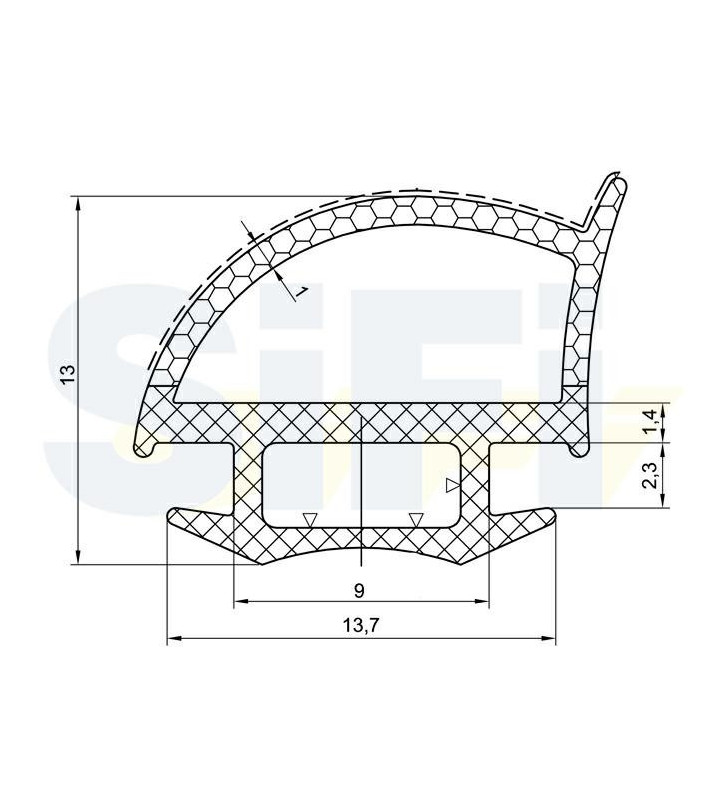 5 mt BLACK GASKET 5 MT FOR DOORS AND TAILGATES 13.7x13 mm