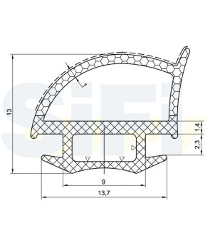 5 mt BLACK GASKET 5 MT FOR DOORS AND TAILGATES 13.7x13 mm